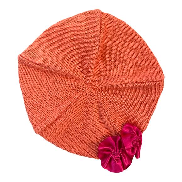 Bitty Baby Orange Pink Beret Hat Only Knit Flowers Plaid Play Outfit American - Picture 1 of 5